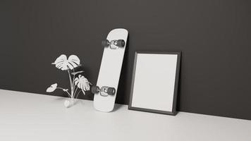 Empty white frame for mockup design. 3d render. photo