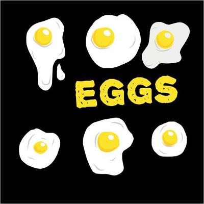 various shapes of fried eggs