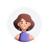 Diseño de icono de avatar de mujer joven de vector 3D