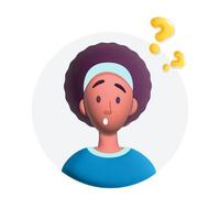 Diseño de icono de avatar de hombre sorprendido joven vector 3d