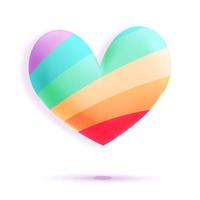 Diseño de forma de corazón de arco iris de vector 3d lgbt
