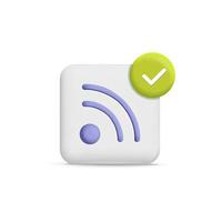 3D Wireless icon symbol with green check mark design vector