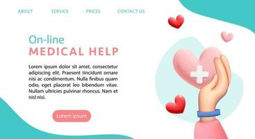 página de destino para el diseño de plantillas de sitios web de ayuda médica en línea vector
