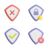 Set of Security shield safety system 3d vector icon design