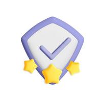Top rated Security shield with check mark 3d vector icon design