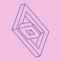 Optical illusion logo. Impossible shape. Sacred geometry figure. Abstract eternal geometric objects. Impossible endless outline shapes. Optical art. Impossible geometry shape on a pink background. vector