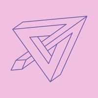 Impossible optical illusion shape. Optical art object. Impossible figure. Unreal geometric logo in trendy 2022 Very Peri color. vector