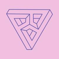 Impossible shape, optical illusion logo, vector triangle. Optical art object. Geometric figure.