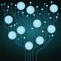 Computer chip Electronic circuit board tree vector for technology and finance concept and education for future