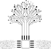 Tree Computer chip Electronic circuit board vector concept for technology and finance concept and education for future