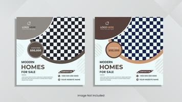 Modern Real estate social media post minimal design with round simple shapes. vector