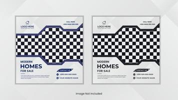 Real estate social media post minimal design with two color simple shapes. vector