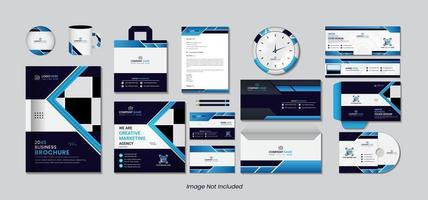 Stationary design set with blue and black color abstract shapes vector