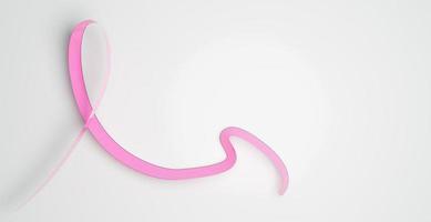 Pink ribbon on white background, cancer signs on white background and copy space for tex and your logo, 3d illustration rendering photo