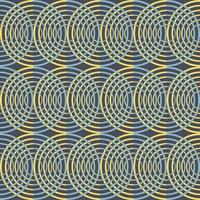 Seamless vector geometric pattern with concentric circles. Yellow and blue on gray background. Good print for wrapping paper, packaging design, wallpaper, ceramic tiles, and textile.