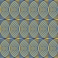 Seamless vector geometric pattern with concentric circles. Yellow and blue on gray background. Good print for wrapping paper, packaging design, wallpaper, ceramic tiles, and textile.