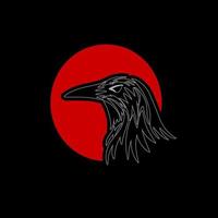 Illustration vector graphic of design art Raven Japan