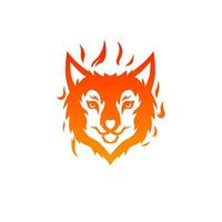 Illustration vector graphics of template logo face head fire wolf