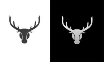 Illustration vector graphics of template logo head deer silver and black color