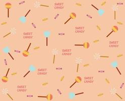 Vector Pastel Lollilops Seamless Pattern. Pastel Sweet Candy Background.