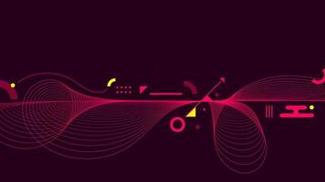 Abstract background red wavy dynamic lines with geometric elements vector