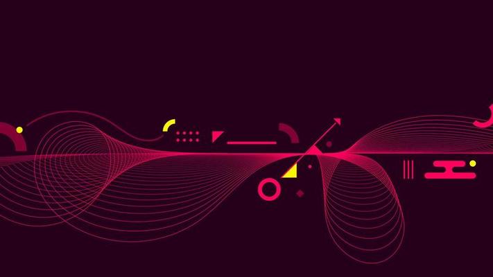 Abstract background red wavy dynamic lines with geometric elements