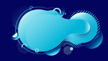 Abstract blue liquid shapes with circles elements pattern on dark blue background vector