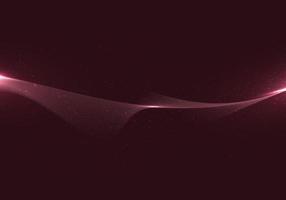 Abstract wavy lines with dots particles and lighting effect on red background technology style vector