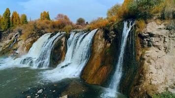 Natural Waterfall. Waterfall in autumn. video