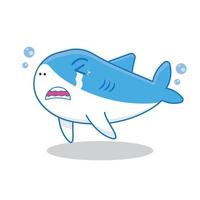 cute crying shark illustration vector stock