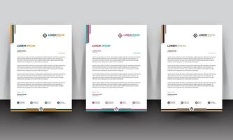 Modern, creative and clean business letterhead template in different colors vector