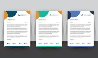 Modern, creative and clean business letterhead template in different colors vector