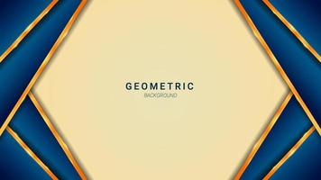 Abstract blue gold shape geometric background template design vector