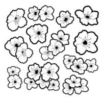 Monochrome Sakura Line for decoration crafts project, card, background and any design. Vector illustration about botanical nature.