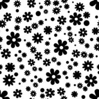 Monochrome Daisy Flowers on white background Seamless Pattern. Abstract art print. Design for paper, covers, cards, fabrics, interior items and any. Vector illustration.