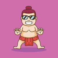 cartoon sumo mascot logo design vector