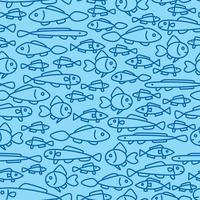 pattern on a blue background with fish vector