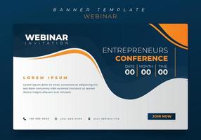 Banner template design with waving shape for online advertising or webinar invitation design vector