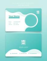 Business card template with waving green and cirlce background design vector