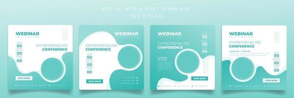 Set of social media post template in pastel green background for advertising or webinar design vector