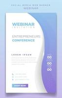 Portrait banner in blue and purple pastel waving color for webinar invitation design vector