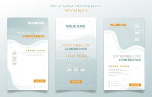 Set of social media post template with waving brightness green background for advertisement design vector
