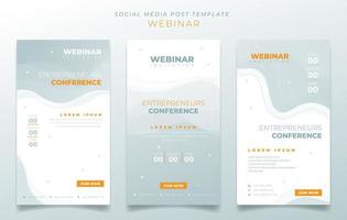 Set of social media post template with waving brightness green background for advertisement design vector