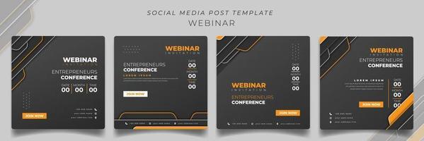 Set of social media post template in black yellow background for online advertising design vector