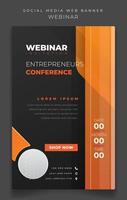 Portrait Banner template in black and yellow geometric background for webinar invitation design vector