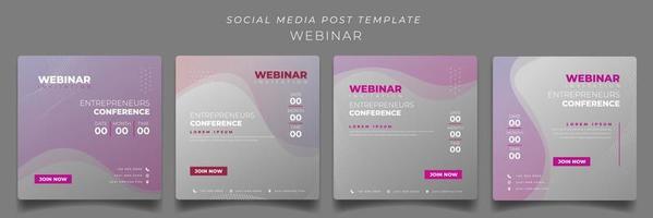 conjunto de plantillas de publicación en medios sociales con rosa ondeante en fondo gris para el diseño de publicidad en línea vector