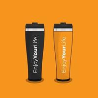 Black and yellow tumbler design for product mockup design vector
