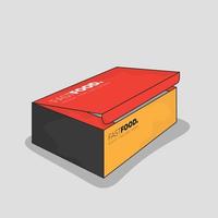 Container box template in red yellow and black design for food product packaging design vector