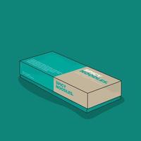 contenedor de caja larga en color verde y gris para el diseño de embalaje de pasteles o pan vector