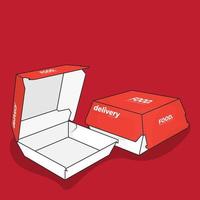 Burger or food box template with opened box and closed box for product packaging vector